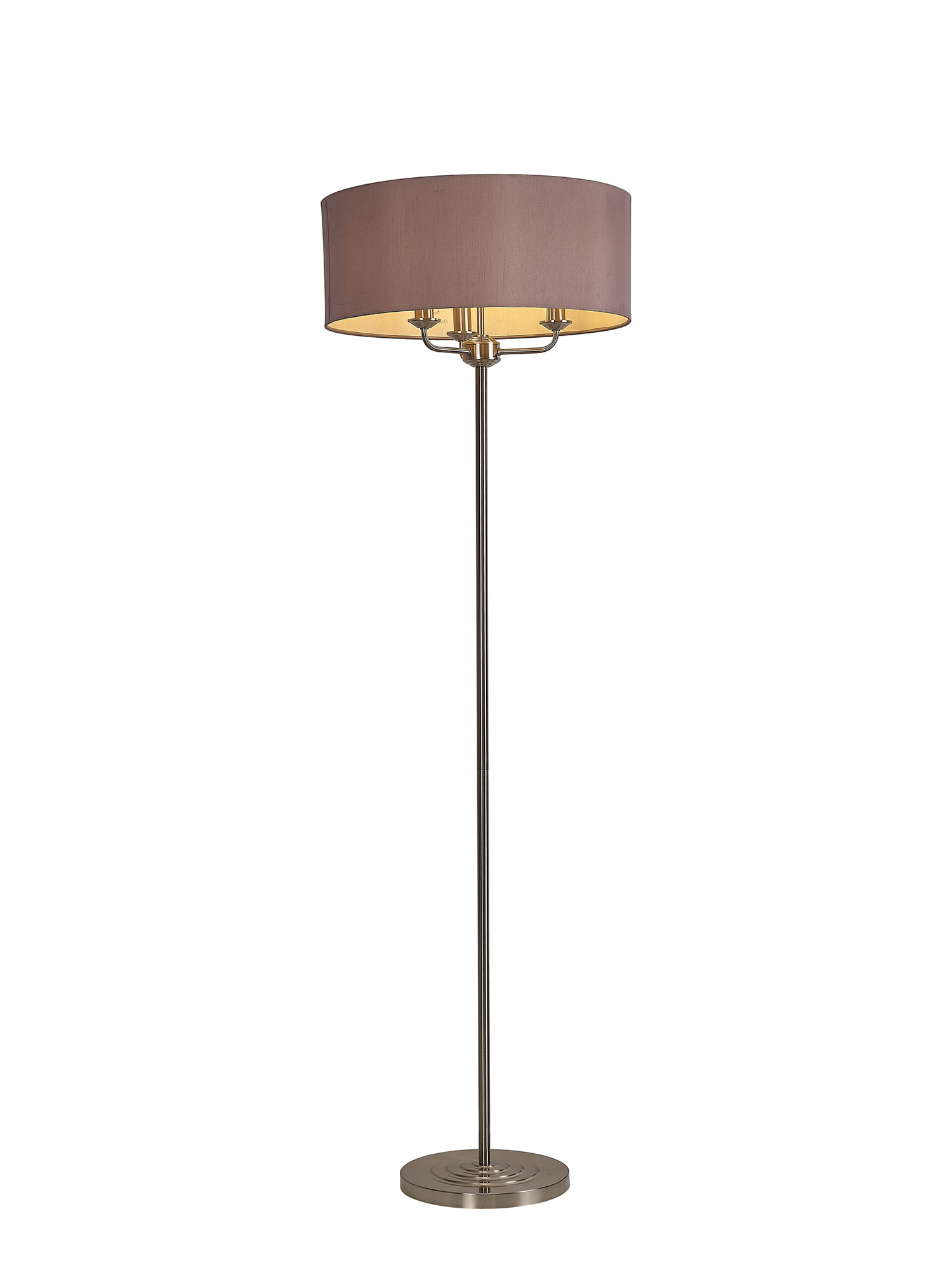 DK0938  Banyan 45cm 3 Light Floor Lamp Satin Nickel, Taupe